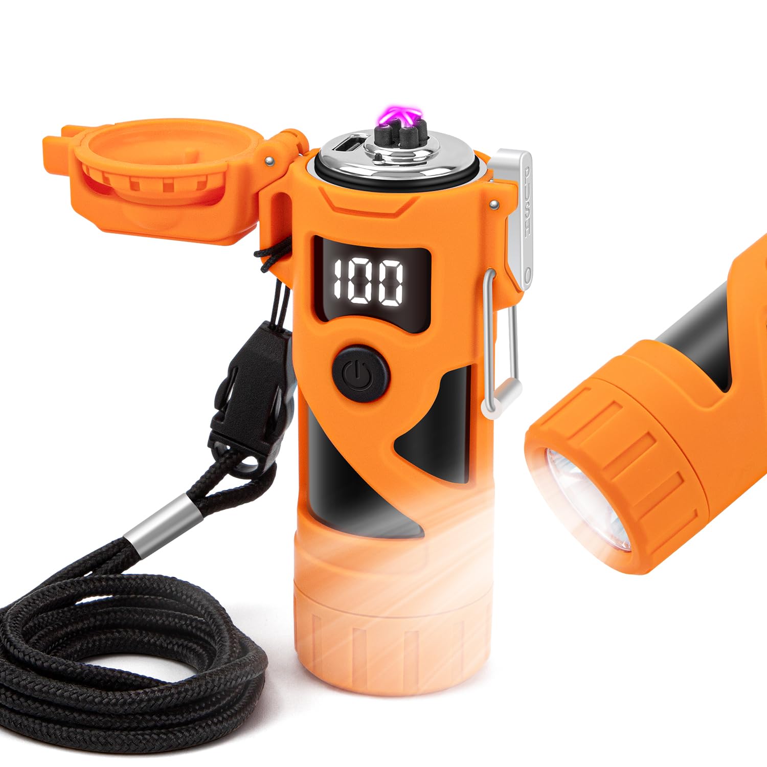 LcFun Waterproof Electric Dual Arc Lighter USB Rechargeable Outdoor Windproof Flameless Plasma Lighters for Camping, Hiking, Adventure, Survival Tactical Gear Gifts for Men